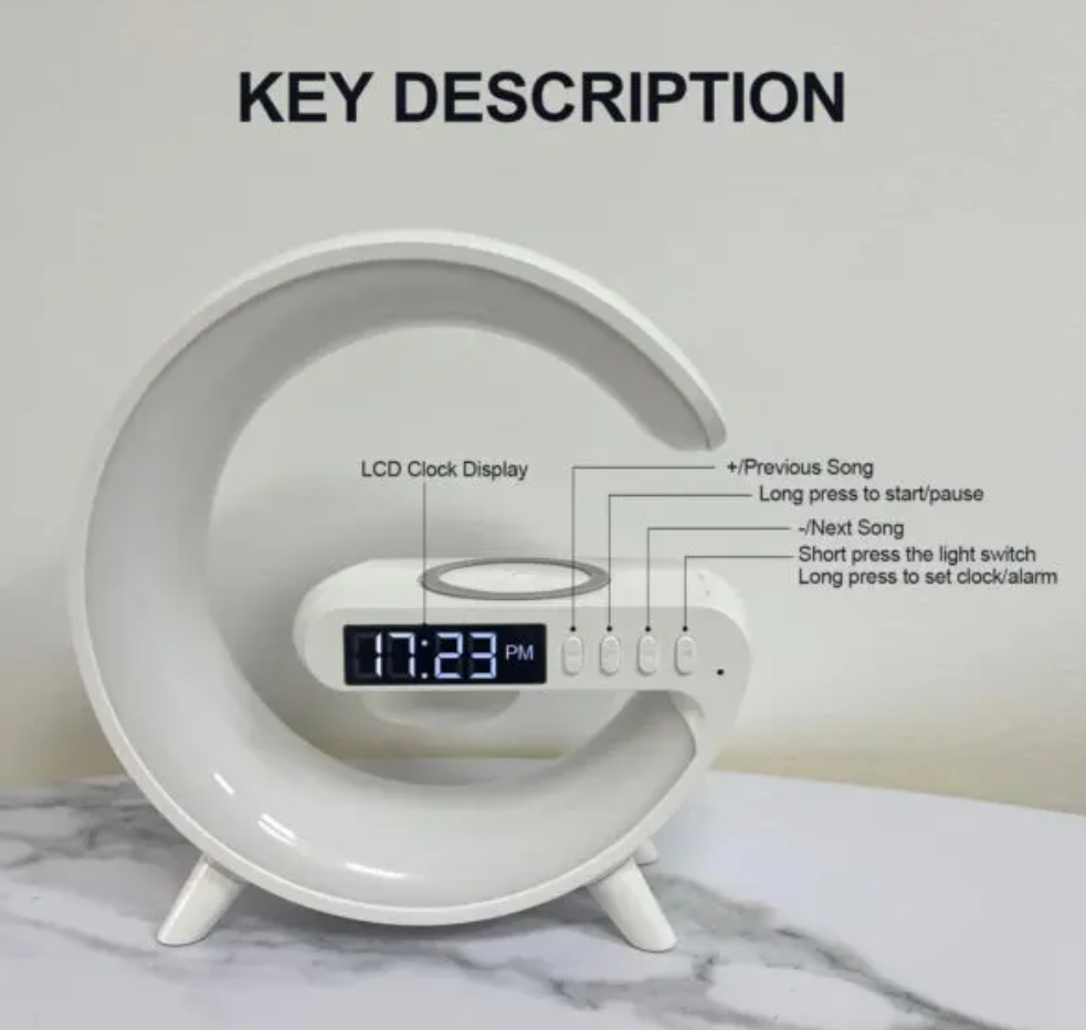 5IN1 Smart wireless Charger Table Lamp Bluetooth Speaker
